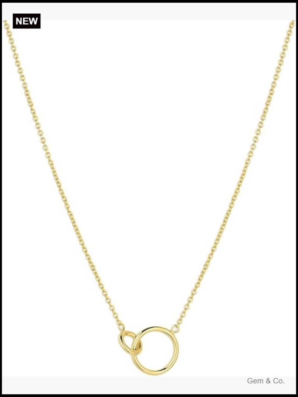 18k Gold Plated Adjustable Interlocking Charm Necklace 18"